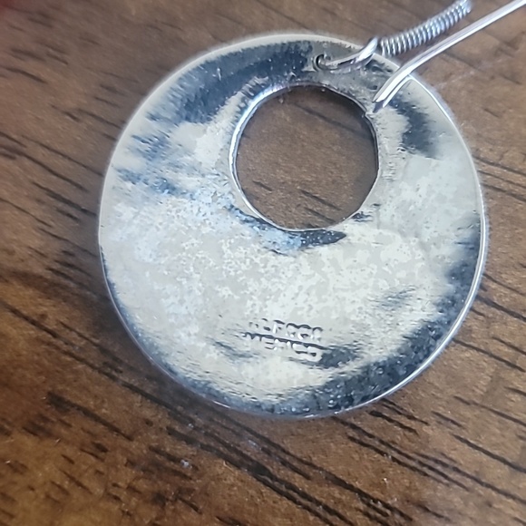 Vintage Mexican Alpaca 925 Silver Floral Abalone Shell Dangle Earrings - Picture 4 of 5